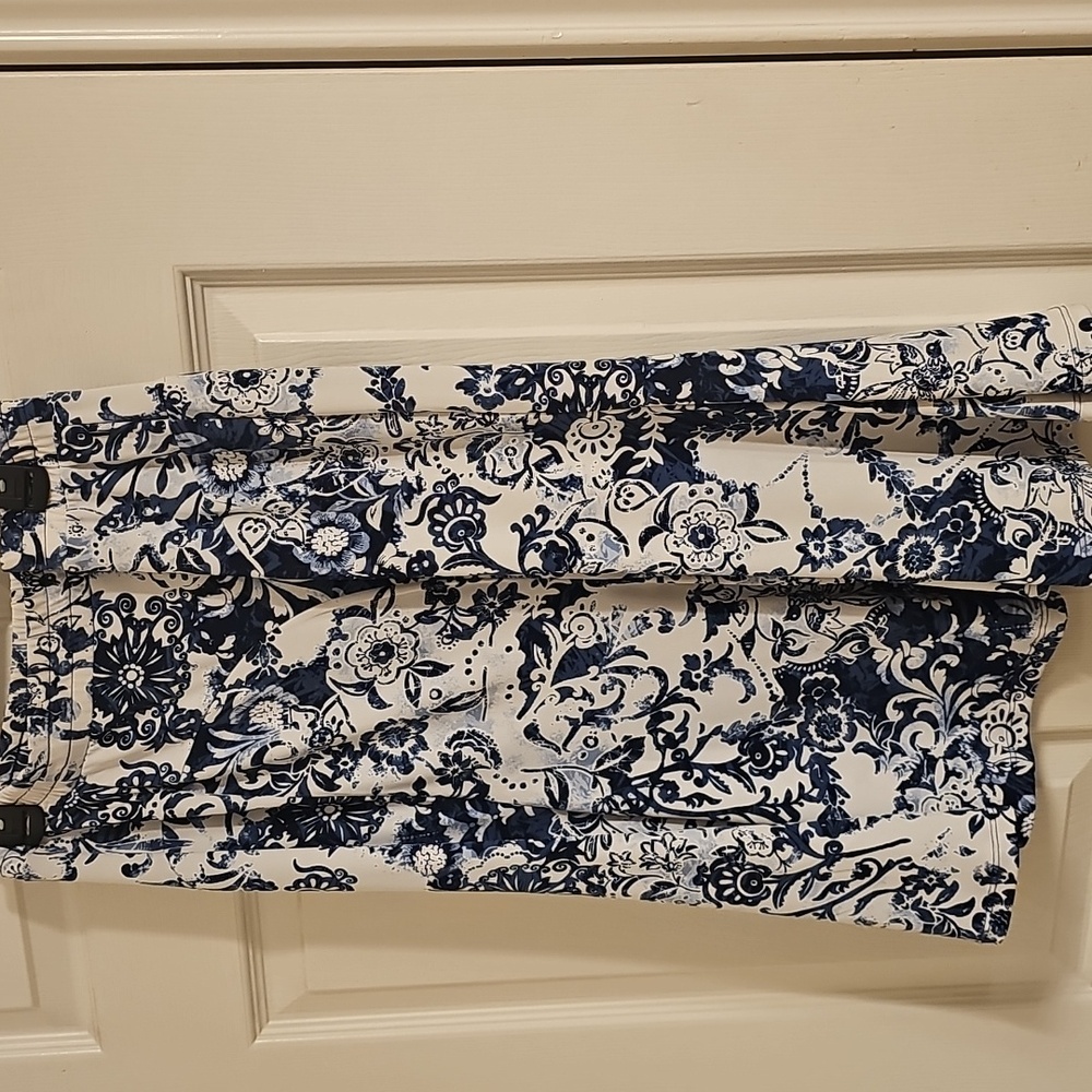 Cato Blue and White Pleated A-Line Skirt for Cocktail